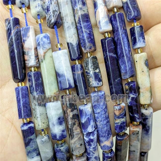 Natural Blue Sodalite Tube Beads