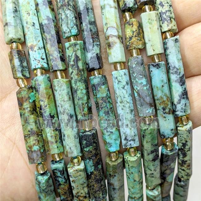 Natural African Turquoise Tube Beads Green