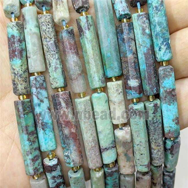 Natural African Turquoise Tube Beads Green Matte