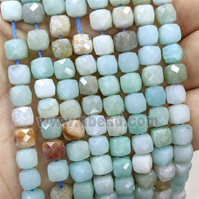 Natural Chinese Amazonite Beads Blue Faceted Cube