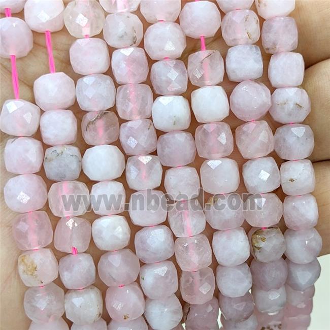Natural Madagascar Rose Quartz Beads Pink Faceted Cube B-Grade