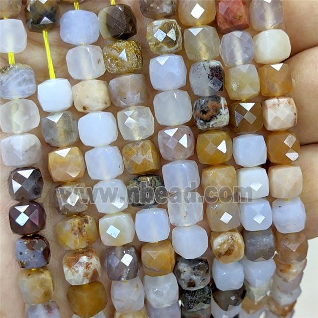 Agate Beads Multicolor Natural Color Faceted Cube