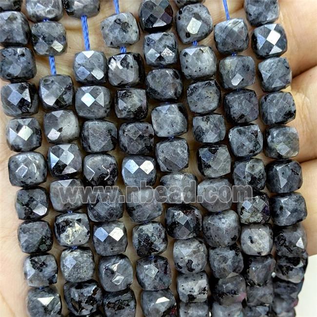Natural Black Labradorite Beads Larvikite Faceted Cube