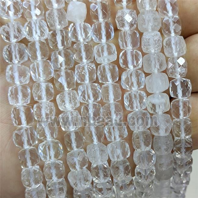 Natural Clear Quartz Beads Faceted Cube