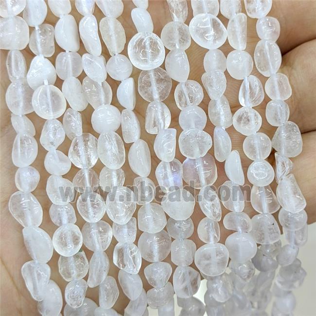 Natural White Moonstone Chip Beads Blue Flash Freeform