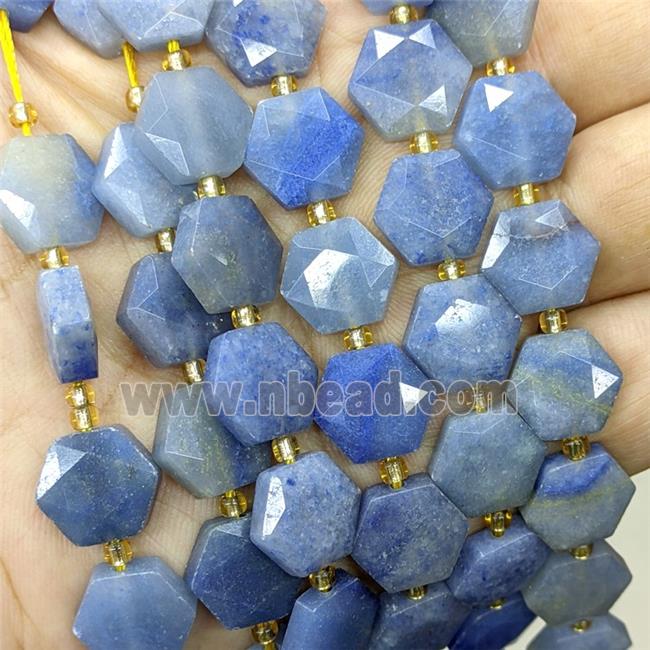 Natural Blue Aventurine Hexagon Beads Faceted