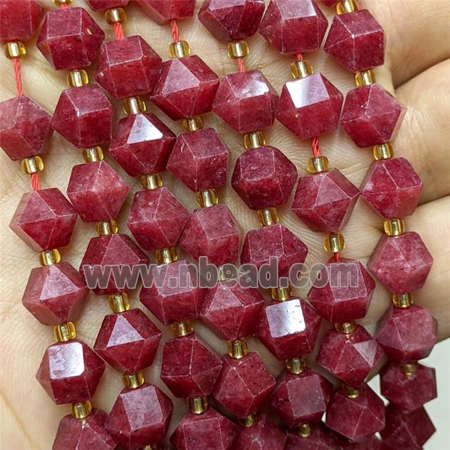 Red Jade Beads Dye Cutted Bicone