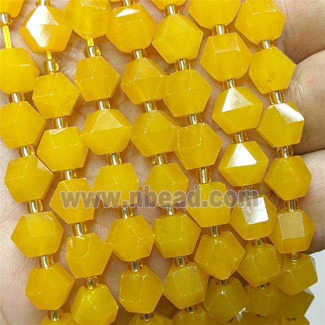 Yellow Jade Beads Cutted Bicone Dye