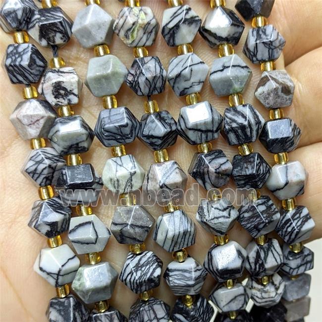 Natural Silk Jasper Beads Cutted Bicone