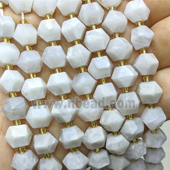 Natural White Crazy Lace Agate Beads Cutted Bicone