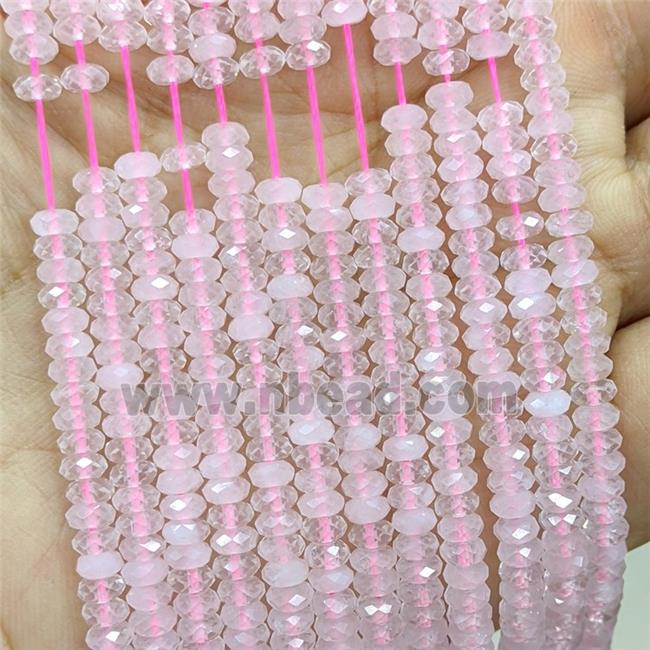 Natural Pink Rose Quartz Beads Faceted Rondelle