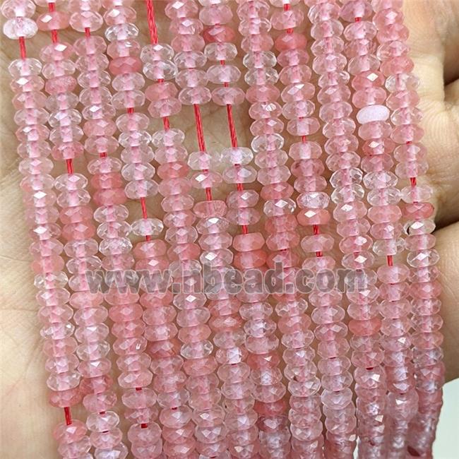 Red Synthetic Quartz Beads Faceted Rondelle