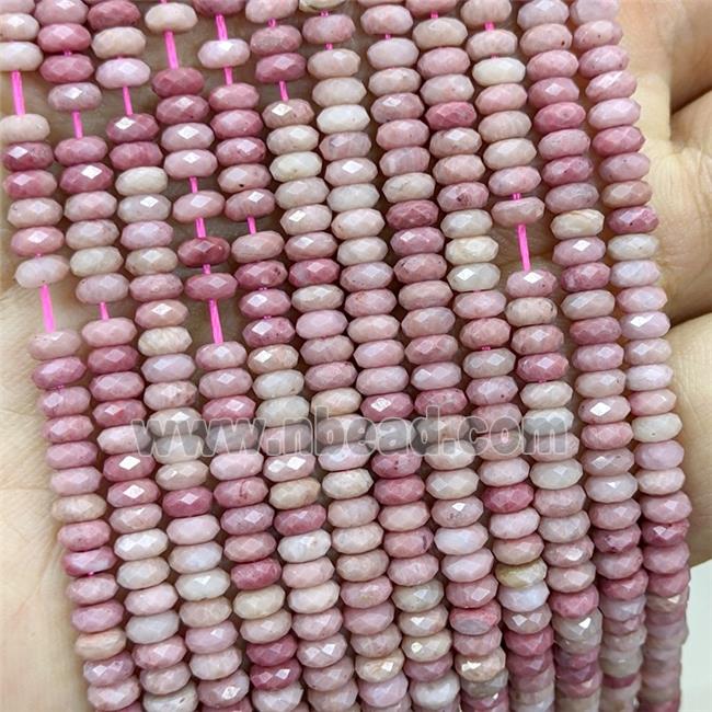Pink Wood Lace Jasper Beads Faceted Rondelle