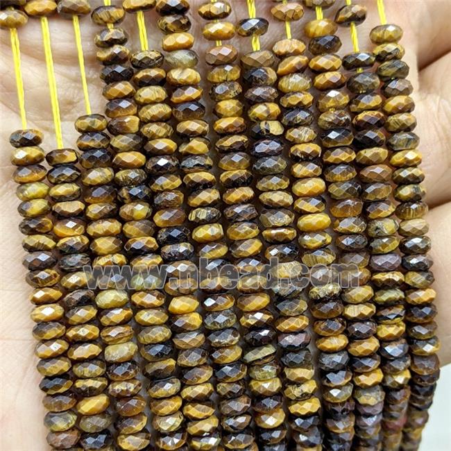 Natural Tiger Eye Stone Beads Faceted Rondelle