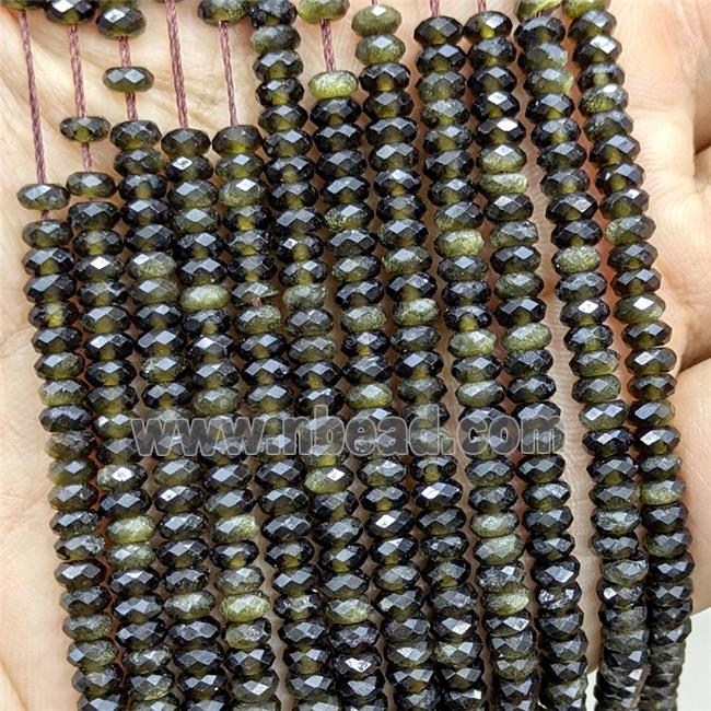 Golden Obsidian Beads Faceted Rondelle