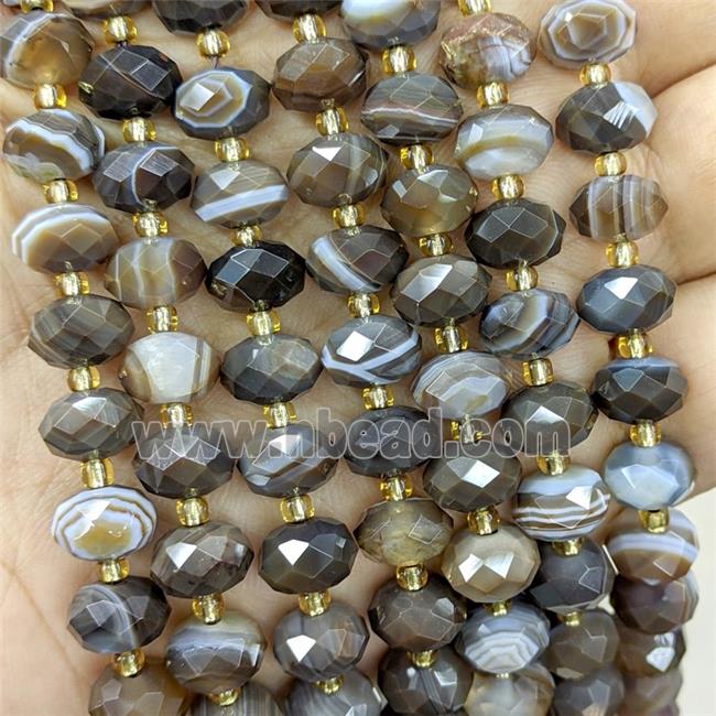 Coffee Stripe Agate Beads Banded Faceted Rondelle Dye