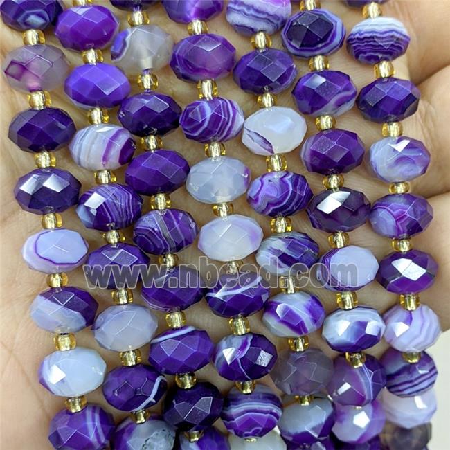 Coffee Stripe Agate Beads Banded Faceted Rondelle Dye