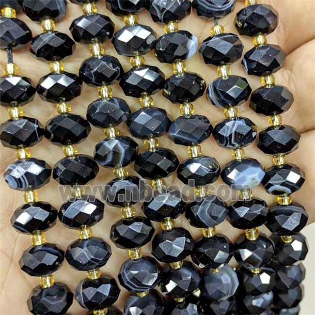 Black Coffee Stripe Agate Beads Banded Faceted Rondelle Dye