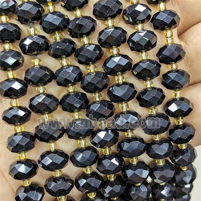 Black Agate Beads Faceted Rondelle Dye