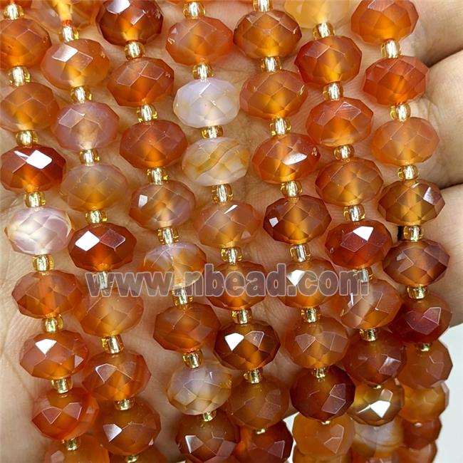 Red Agate Beads Faceted Rondelle Dye