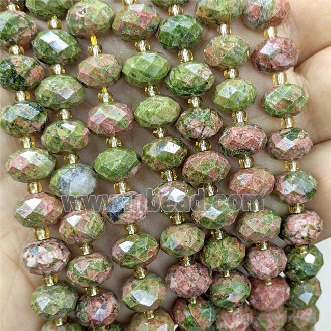 Natural Unakite Beads Faceted Rondelle