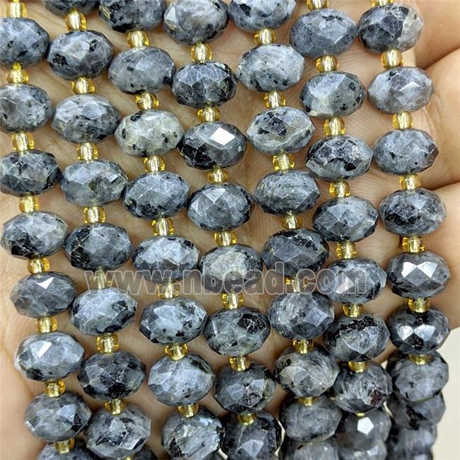 Natural Black Labradorite Beads Faceted Rondele