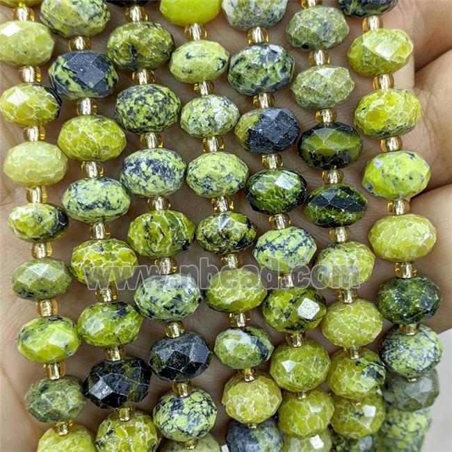 Chinese Yellow Turquoise Beads Faceted Rondelle