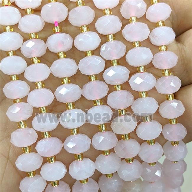 Natural Pink Rose Quartz Beads Faceted Rondelle