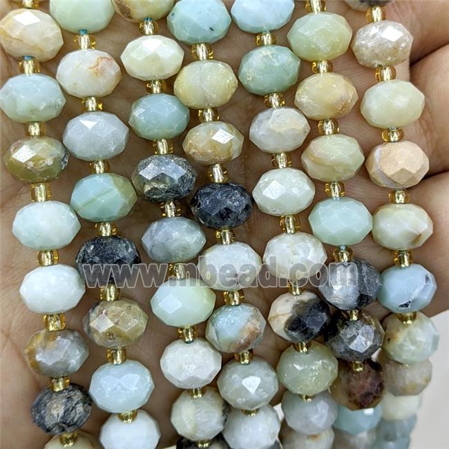 Natural Chinese Amazonite Beads Faceted Rondelle Multicolor