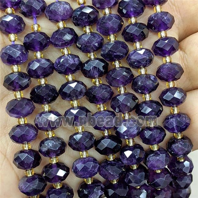 Natural Purple Amethyst Beads Faceted Rondelle