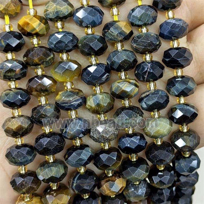 Yellowblue Tiger Eye Stone Beads Faceted Rondelle