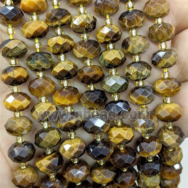 Natural Tiger Eye Stone Beads Faceted Rondelle