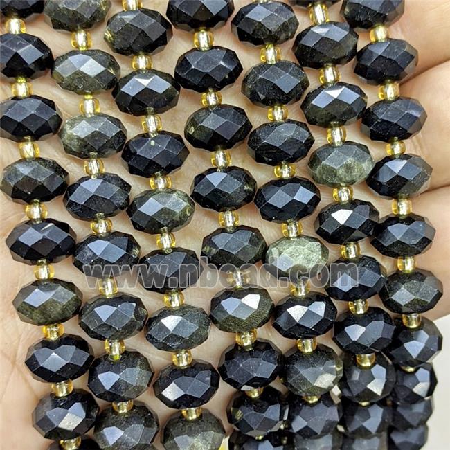 Golden Obsidian Beads Faceted Rondelle