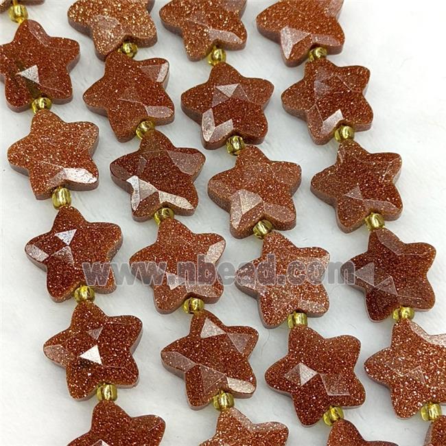 Golden Sandstone Star Beads Faceted