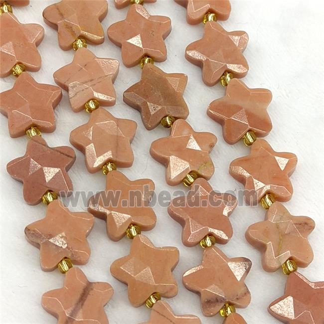 Peach Jade Star Beads Dye Faceted