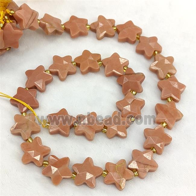 Peach Jade Star Beads Dye Faceted