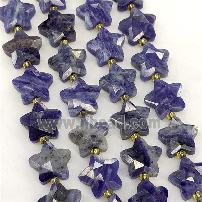 Natural Blue Sodalite Star Beads Faceted