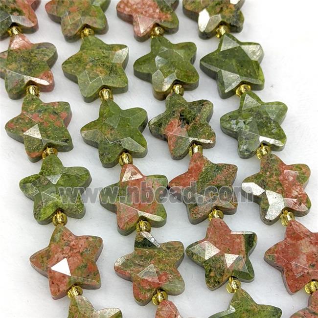 Natural Unakite Star Beads Faceted
