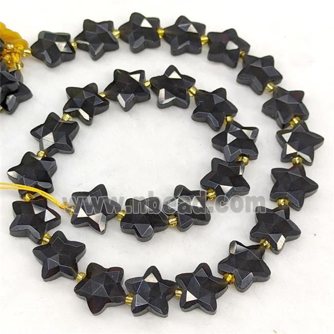Natural Black Obsidian Star Beads Faceted
