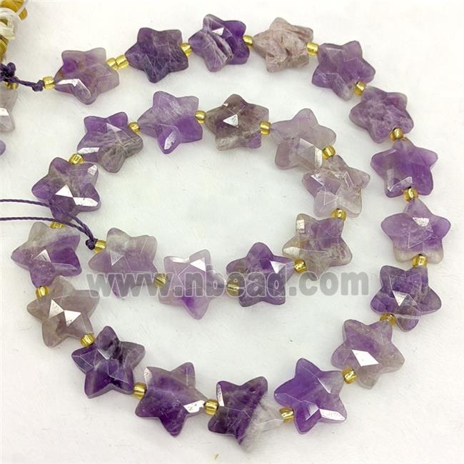 Natural Purple Amethyst Star Beads Faceted