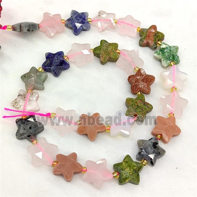 Natural Gemstone Star Beads Faceted Mixed