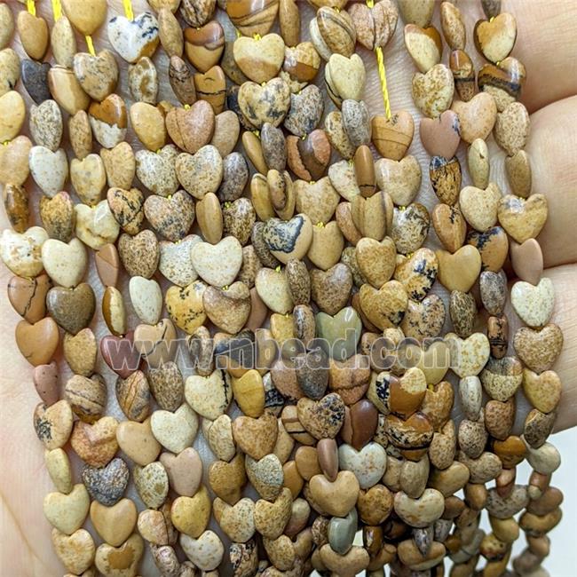 Natural Picture Jasper Heart Beads