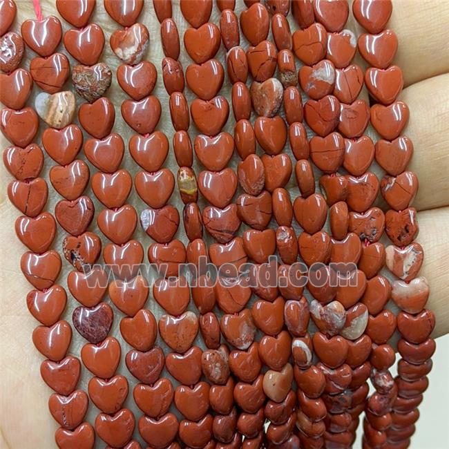 Natural Red Jasper Heart Beads