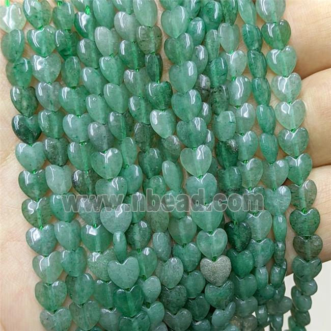 Green Strawberry Quartz Heart Beads