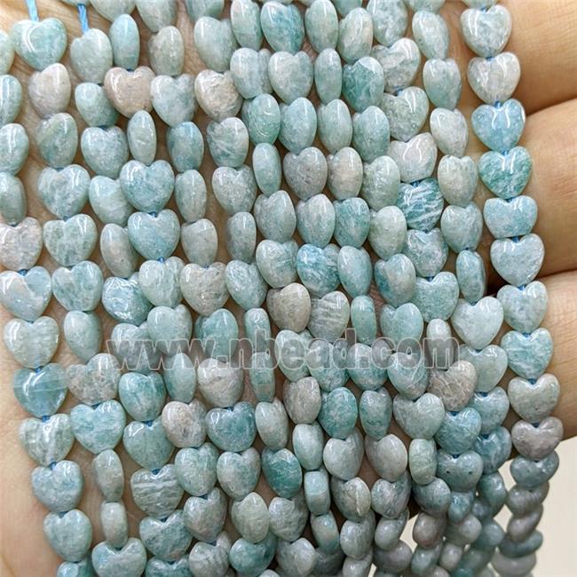 Natural Green Amazonite Heart Beads
