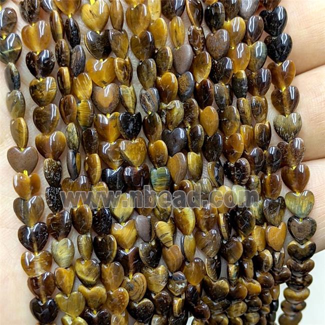 Natural Tiger Eye Stone Heart Beads
