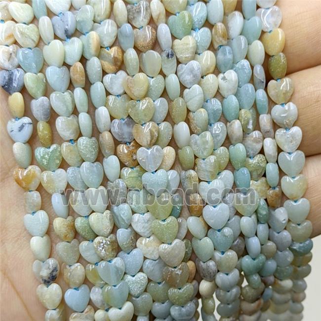 Natural Chinese Amazonite Heart Beads