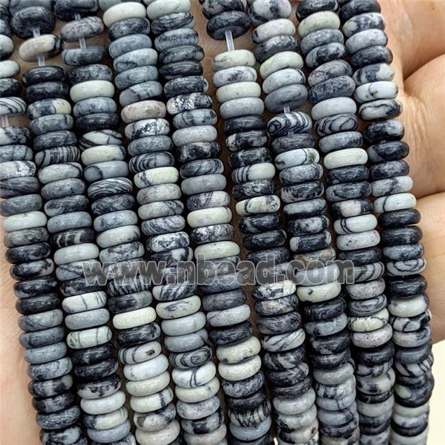 Natural Black Silk Jasper Heishi Beads