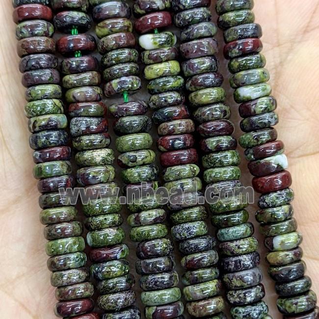 Natural Dragon Bloodstone Heishi Beads Green