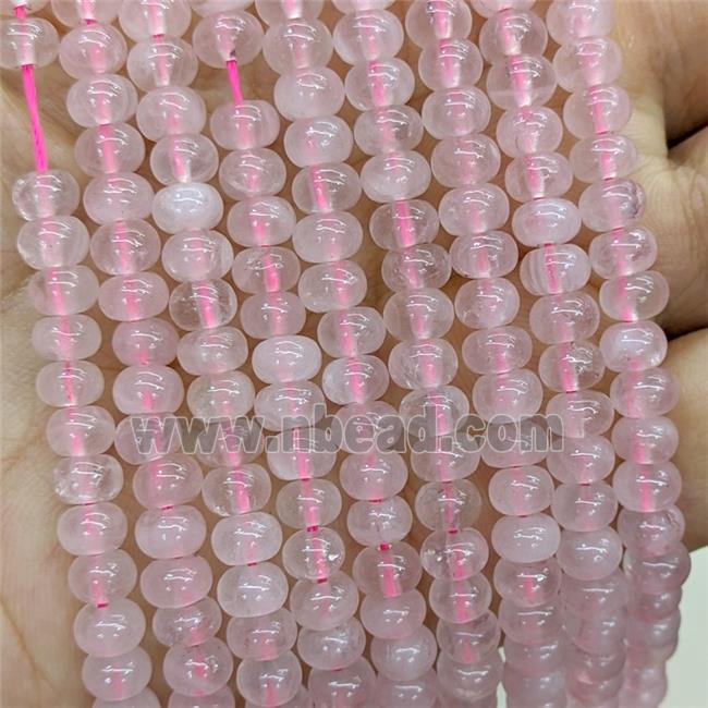 Natural Pink Rose Quartz Beads Smooth Rondelle